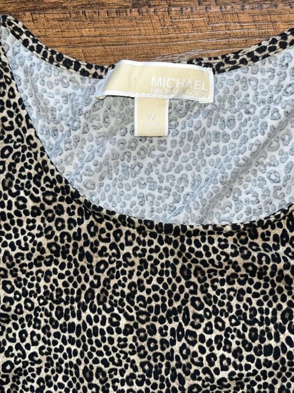 Michael Kors Women's Leopard Print Cold-Shoulder Mini Sheath Dress Size M